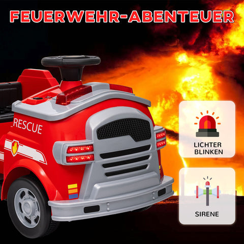 Rootz Electric Children's Fire Engine Car - Kids' Emergency Vehicle - Rescue Tools - Safe Driving - 86cm x 49cm x 52cm