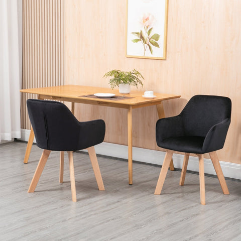 Rootz Dining Chair Set - Upholstered Chair - Velvet Fabric - Rubberwood Legs - Elegant Design - 54cm x 57cm x 80cm