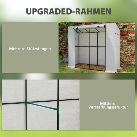 Rootz Mini Lean-To Greenhouse - Cold Frame - Plant Shelter - UV Resistant - 200cm x 76cm x 170/150cm