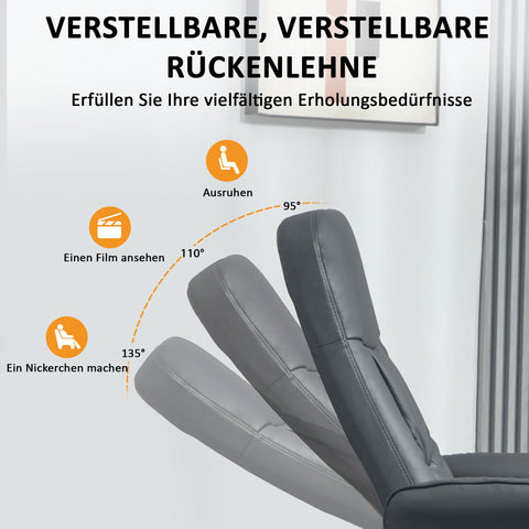 Rootz Massage Chair with Footstool - Ergonomic Recliner - Relaxation Chair - 10 Vibration Points - 76cm x 81cm x 105cm - Grey