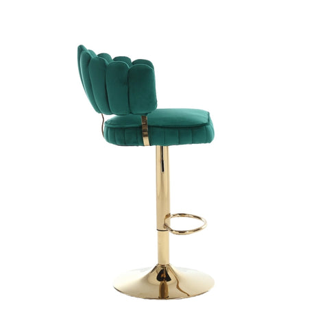 Rootz Adjustable Bar Stool Set - Retro Style Chairs - Velvet Swivel Stools - Ergonomic Comfort - 48cm x 45.5cm x 92-114cm