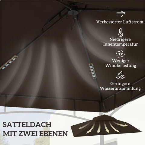 Rootz Garden Gazebo Replacement Tarpaulin - BBQ Gazebo Roof - Canopy Cover - UPF50+ Protection - 244cm x 152cm - Brown
