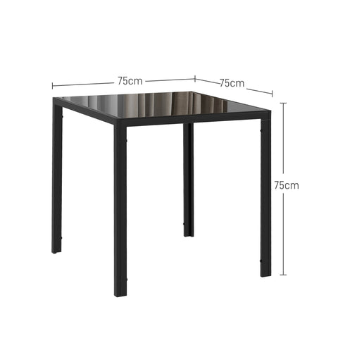 Rootz Dining Table - Kitchen Table - Tempered Glass - Elegant & Secure - 75cm x 75cm x 75cm Black
