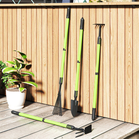 Rootz 4 Piece Garden Tool Set - Gardening Kit - Outdoor Tools - Rust Resistant - Shovel: 68.5-94.5cm x 8.5cm x 5.5cm