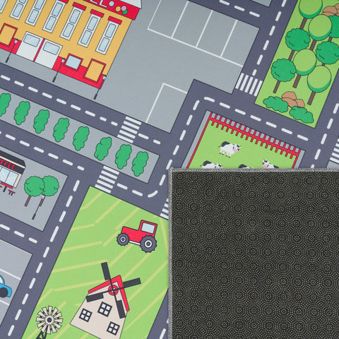 Children’s Play Rug – City Streets Design – Soft & Durable – Easy to Clean