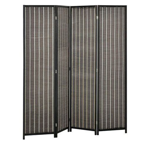 Rootz Foldable Room Divider - Privacy Screen - Paravent - High-Quality Wood/Bamboo - 180cm x 180cm - Brown/Black