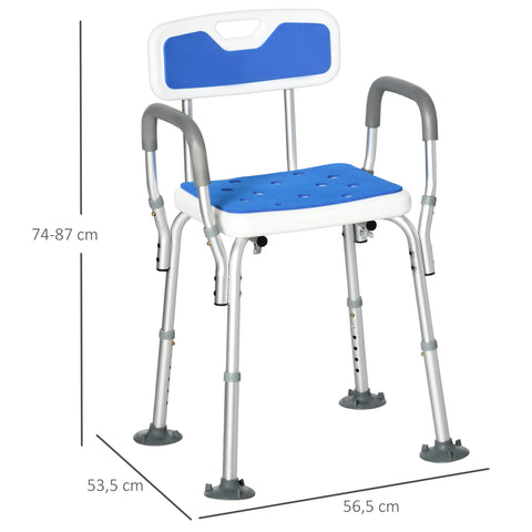 Rootz Shower Chair - Shower Seat - Ergonomic Bath Stool - Height Adjustable - Non-Slip - 56.5cm x 53.5cm x 74-87cm