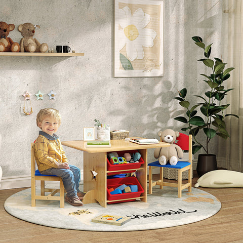Rootz Children's Table Set - Kids Furniture - Playroom Set - Storage Organizer - 77cm x 57cm x 50cm