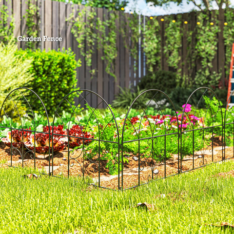 Rootz Decorative Garden Fence Set - Lattice Fence - Steel Fencing - Tool-Free Assembly - 300cm x 70cm Black