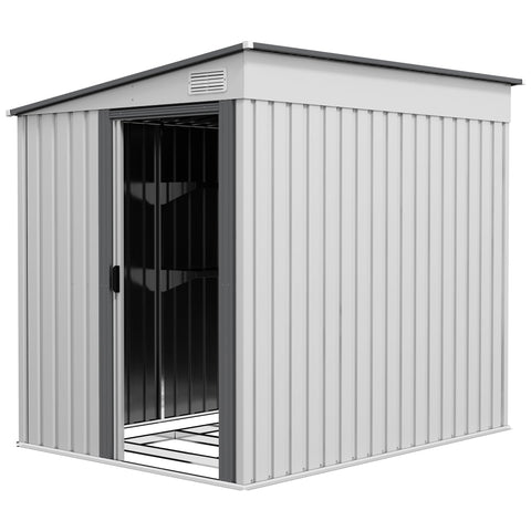 Rootz Metal Device House - Storage Shed - Equipment Shed - Ventilated Outdoor Storage - 154x206.5x181 cm