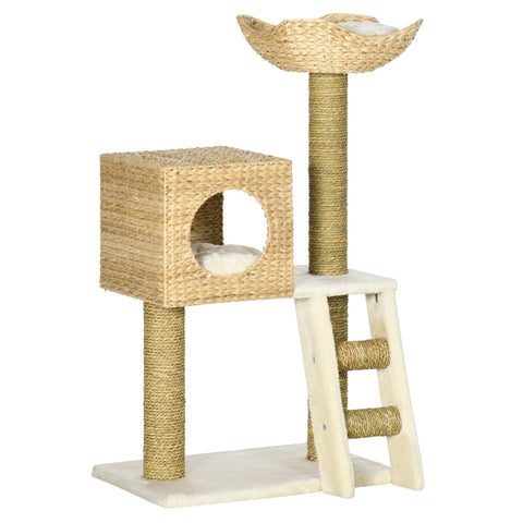 Rootz Cat Tree Scratching Post - Multiple Levels Climbing Tree - Cozy Cat House - Sisal Scratching Posts - Chipboard Frame - 57cm x 37cm x 100.5cm
