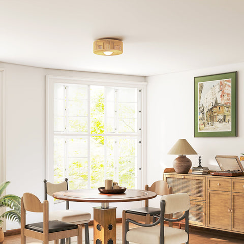 Rootz Boho Ceiling Light - Hanging Lamp - Pendant Fixture - Artistic, Easy Installation, Warm 3000K LED - Ø30 x 16H cm - Brown