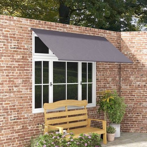 Rootz 300x120cm Awning - Canopy - Manually Pull-Out - UV Protection - Adjustable Angle - Aluminum & Polyester - Grey