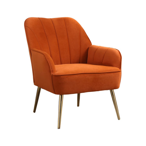 Rootz Cutty Velvet Chair - Leisure Seat - Ergonomic Chair - Ultimate Comfort & Style - 64cm x 72.8cm x 77.9cm Orange