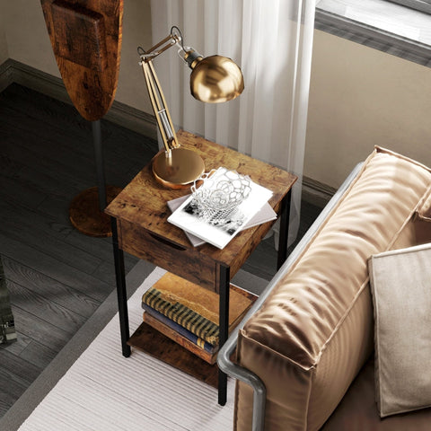 Rootz Side Table - Bedside Table - Plant Stand - Industrial Charm - 40L x 40W x 68H cm