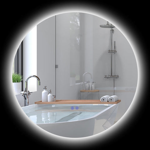 Rootz Round LED Bathroom Mirror - Wall Mirror - Backlit Mirror - Adjustable Brightness - Anti-Fog - Touch Switch - 70cm x 70cm x 3.5cm