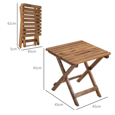 Rootz Folding Table - Side Table - 2set Garden Tables - Folding Camping Table - Table For Garden & Balcony - Acacia Wood - Teak - 45 x 45 x 45 cm