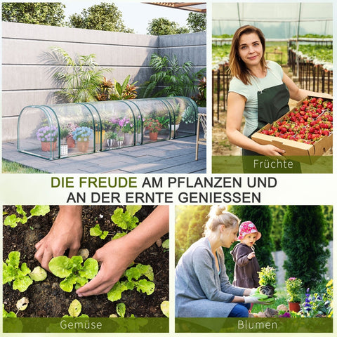 Rootz Tunnel Greenhouse - Plant Shelter - Garden Greenhouse - High Stability - Easy Access - Lightweight and Portable - 395cm x 100cm x 80cm - Steel Frame