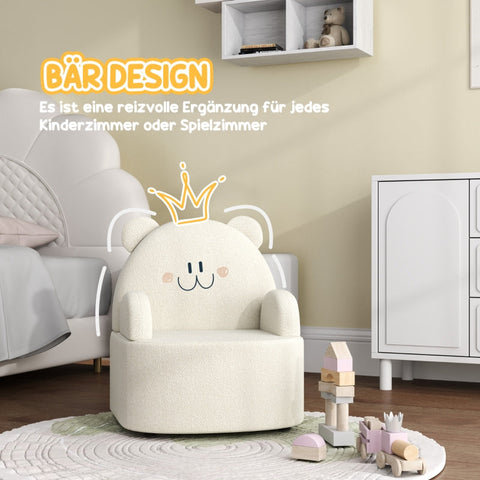 Rootz Children's Bear Armchair - Kids Chair - Toddler Seat - Soft Teddy Fleece - Cozy Comfort - 52cm x 48cm x 59cm