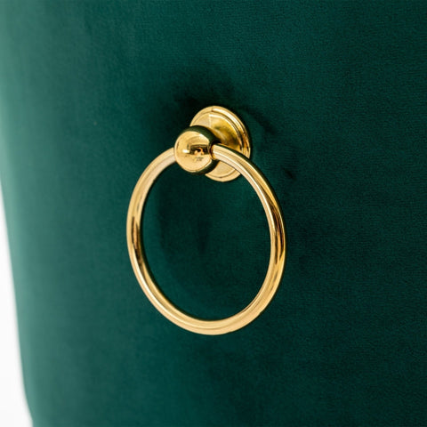 Rootz Velvet Bar Stools - Retro Design - Modern Details - 360° Rotation - Emerald Color - 53cm x 50.5cm x 93cm