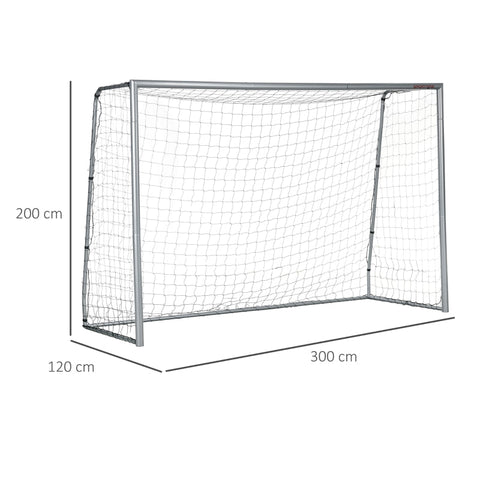 Rootz Portable Soccer Goal - Football Net - Training Goal - Sturdy Steel Frame - Weatherproof Net - Easy Setup - 300cm x 120cm x 200cm