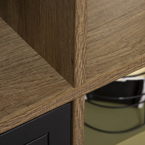 Rootz Industrial Design Book Shelf - Storage Furniture - 3 Compartment - 3 Cupboards - Elegant Design - 75cm x 35cm x 116.5cm