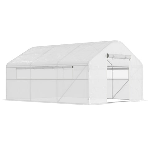 Rootz Garden Greenhouse - Tunnel Greenhouse - Rolling Doors - Optimal Ventilation - 395cm x 300cm x 197cm - UV-resistant & Durable Design