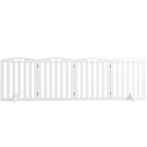 Rootz Free-Standing Dog Grille - Pet Barrier - Safety Gate - Non-Slip Support Feet - 207.5 x 30 x 61cm - White MDF Design