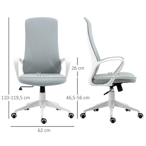 Rootz Office Chair - Computer Chair - Tilting Backrest - Rotatable - Height Adjustable - Light Gray - 62 x 56 x 110-119.5cm