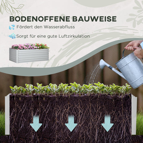 Rootz Plant Pot Raised Flower Bed - Handy Garden Planter - Steel - Long-lasting - 180cm x 90cm x 59cm - Indoor/Outdoor Use