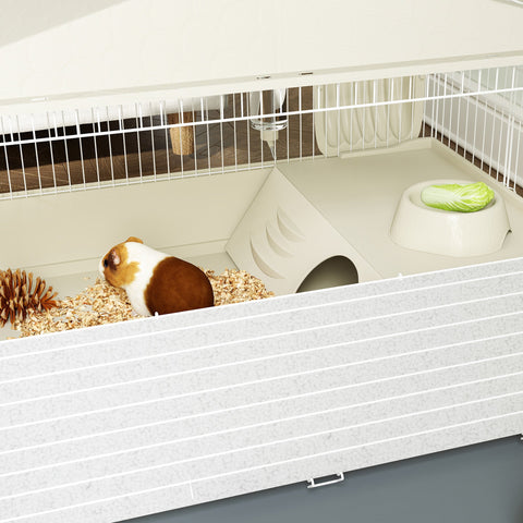 Rootz Guinea Pig Cage - Small Animal Enclosure - Habitat with Removable Ramp - Easy Cleaning - 108cm x 71cm x 57cm