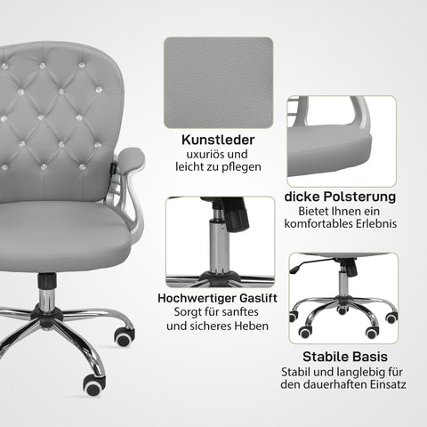 Rootz Ergonomic Office Chair - Desk Chair - Grey Seat - Padded Backrest for Comfort - 59.5cm x 60.103cm - Adjustable Height