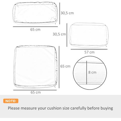 Rootz 14 Piece Garden Cushion Cover Set - Pillow Covers - Seat Covers - Water-Repellent - 65x65cm, 65x30.5cm, 57x30.5cm