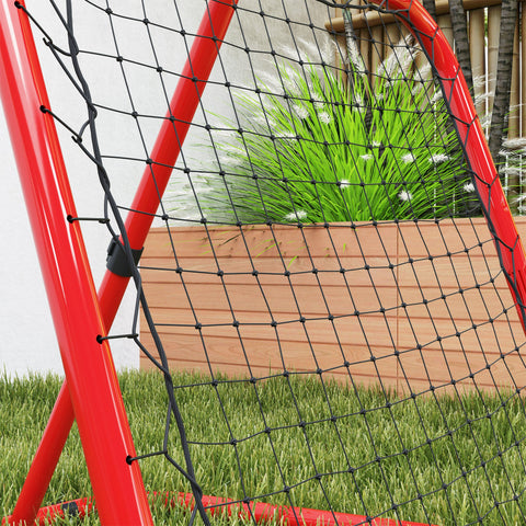 Rootz Football Rebounder Net - Foldable Rebound Wall - Adjustable Trainer - Boosts Ball Control - 78cm x 84cm x 65-78cm - Black-Red
