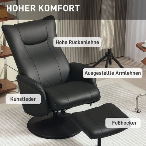 Rootz Executive Chair with Stool - Recliner - Swivel Chair - 130° Adjustable Backrest - 70x79x105cm - Pure Luxury