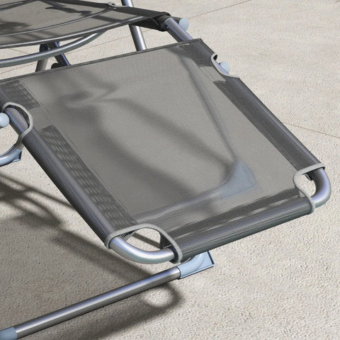 Rootz Opvouwbare Tuinstoel - Zonnebank - Ligstoel - Campingligstoel - Weerbestendig - Polyester - Grijs + Zilver - 63cm x 81cm x 108cm