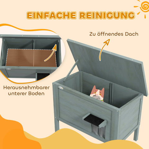 Rootz Outdoor Cat House - Katzenhaus - Weatherproof Katzenhütte - Cozy Insulation - 85cm x 50cm x 68.5cm Grey+Black