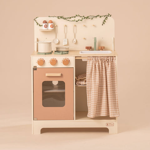 Rootz Rustic Wooden Play Kitchen - Kids Playset - Pretend Cooking Station - Enchanting Design - Sustainable Wood - 76 cm x 38 cm x 89 cm