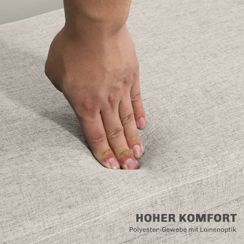 Rootz Storage Bench - Bed Bench - Elegant Seat Chest - Linen-Look Fabric - Generous Storage - Beige - 110cm x 39cm x 45cm