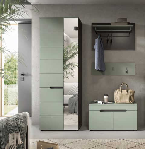 Rootz Wardrobe Combination Set - Hallway Organizer - Entryway Furniture - Green Replica - Easy Installation - 160x190x37 cm
