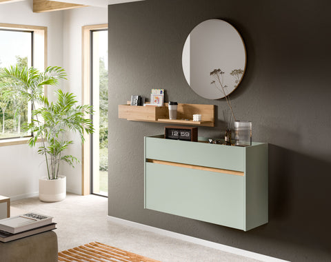 Rootz Shoe Cabinet - Shoe Organizer - Storage Unit - Sustainable Wood - 61x110x32 cm - Green and Brown