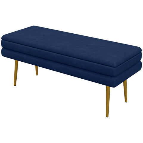 Rootz Upholstered Bench - Storage Bench - Seating Bench - Ample Storage Space - 100cm x 37.5cm x 42cm - Blue