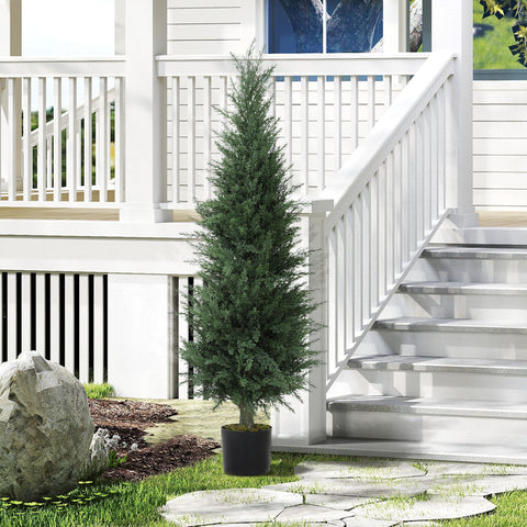 Rootz Cypress-Art Plant - Artificial Greenery - Faux Foliage - UV-Resistant - 40 x 120 cm with Pot