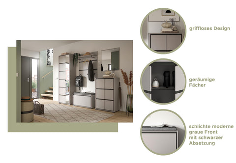 Rootz Wardrobe Set - Closet System - 4 Piece Combination - Jaru Gray - Timeless Design - 102cm x 140cm