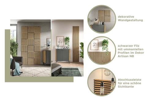 Rootz Acoustic Panel Set - Wall Panels - Wood Wall Decor - Brown - 40cm x 120cm - Sustainable FSC Certified - Artisan Oak Nb - Timeless Design