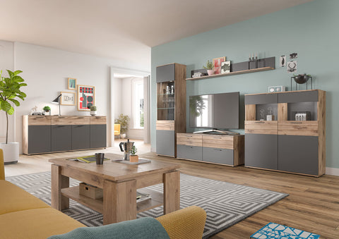 Rootz Mason Wall Shelf - Anthracite Wood Wall Shelf - Hanging Shelf - Timeless Design - 180cm x 21cm x 20cm