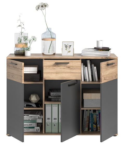 Rootz Mason Chest of Drawers - Wood Cabinet - Sideboard - Highboard - Spacious Storage - 120cm x 87cm x 40cm