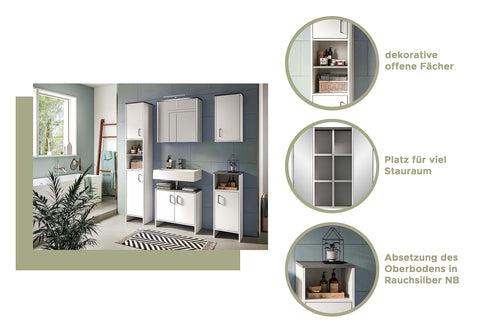 Rootz Los Angeles Tall Cabinet - Bathroom Furniture - Wood Material - White - Timeless Design - 32cm x 180cm x 28cm