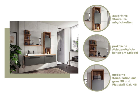 Rootz Gray Bathroom Vanity - Wood Material - Vanity Cabinet - Durable - 140cm x 43cm x 48cm