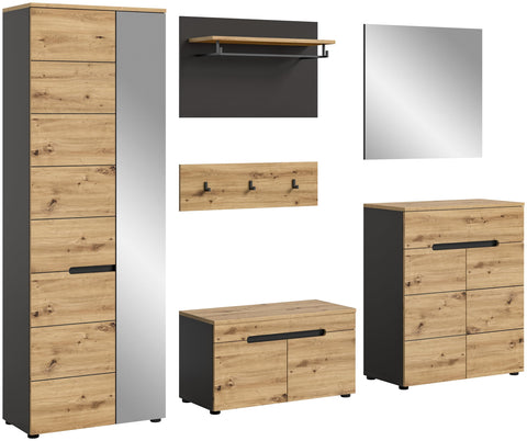 Rootz 5 Piece Set Wardrobe - Gray - Modular Furniture - Timeless Design - 255cm x 190cm x 37cm